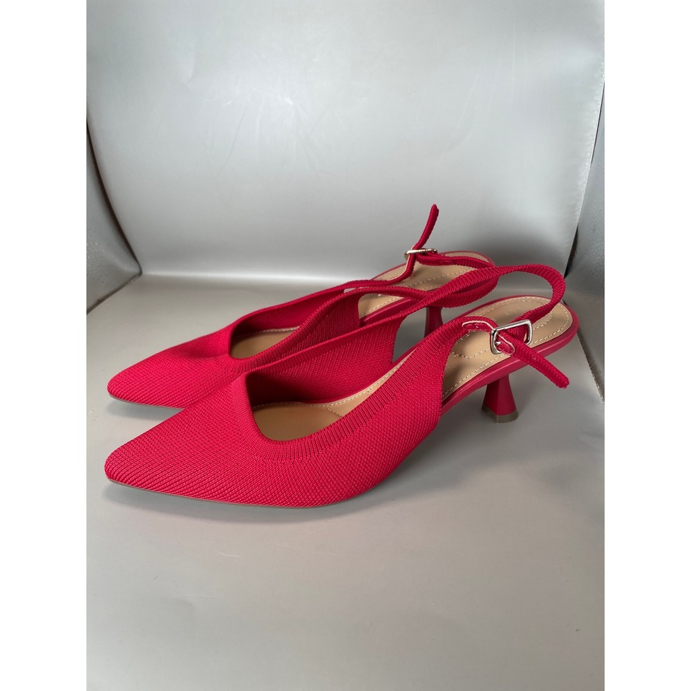 Kelly & Katie Zaria Red Knit Slingback Kitten Heel Pumps Womens 8M 200747104 - Picture 2 of 7